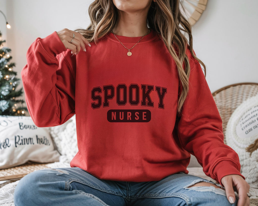 Spooky Nurse Halloween Sweatshirt, Halloween Gift for Nurse Sweater, Nurse Spooky , Nurse Halloween Boo Boo Crew