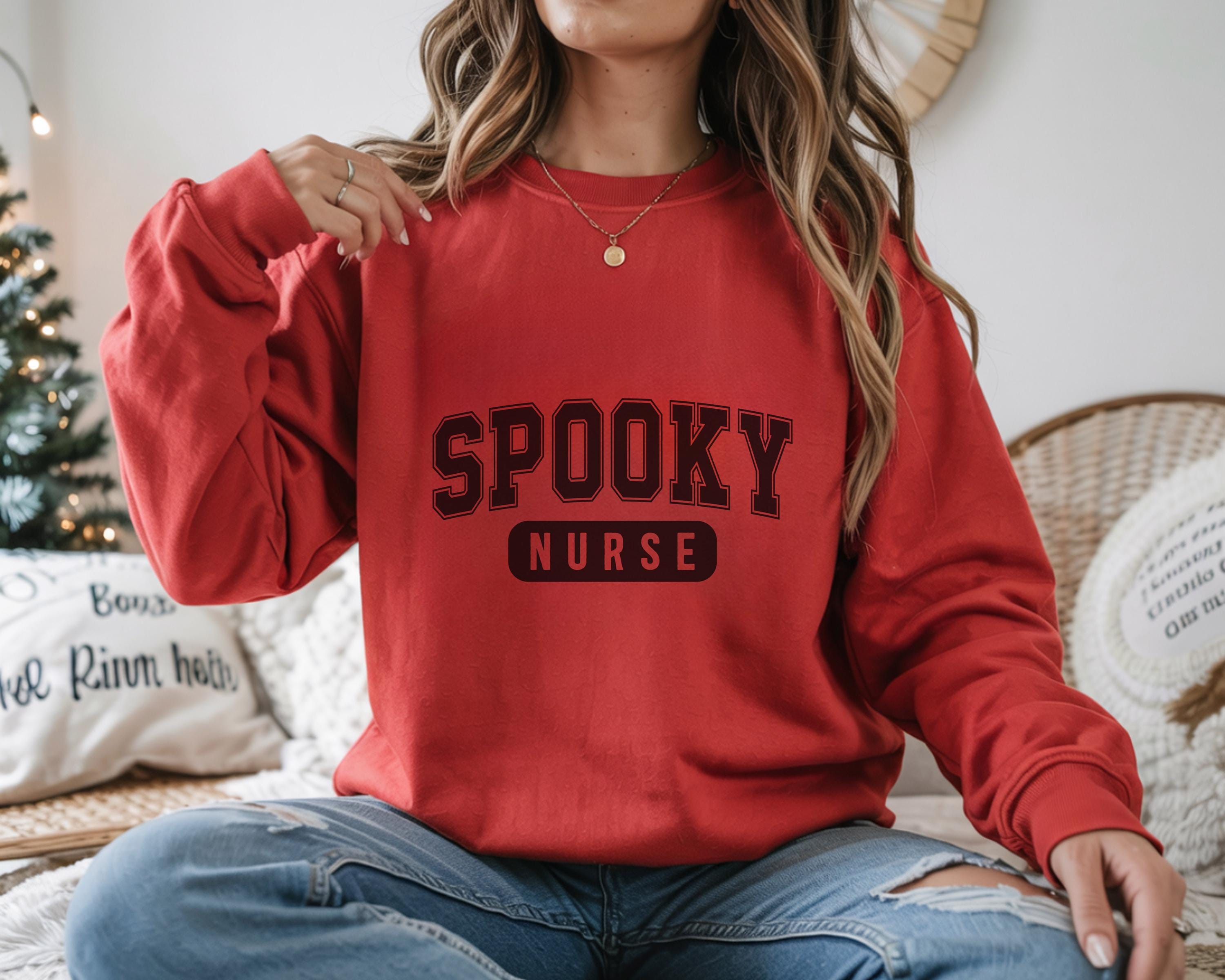 Spooky Nurse Halloween Sweatshirt, Halloween Gift for Nurse Sweater, Nurse Spooky , Nurse Halloween Boo Boo Crew