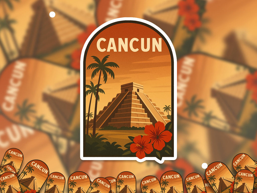 Cancun Mexico Sticker, Vintage City Vinyl Decal, Retro Travel Lover Collection, Journal Scrapbook