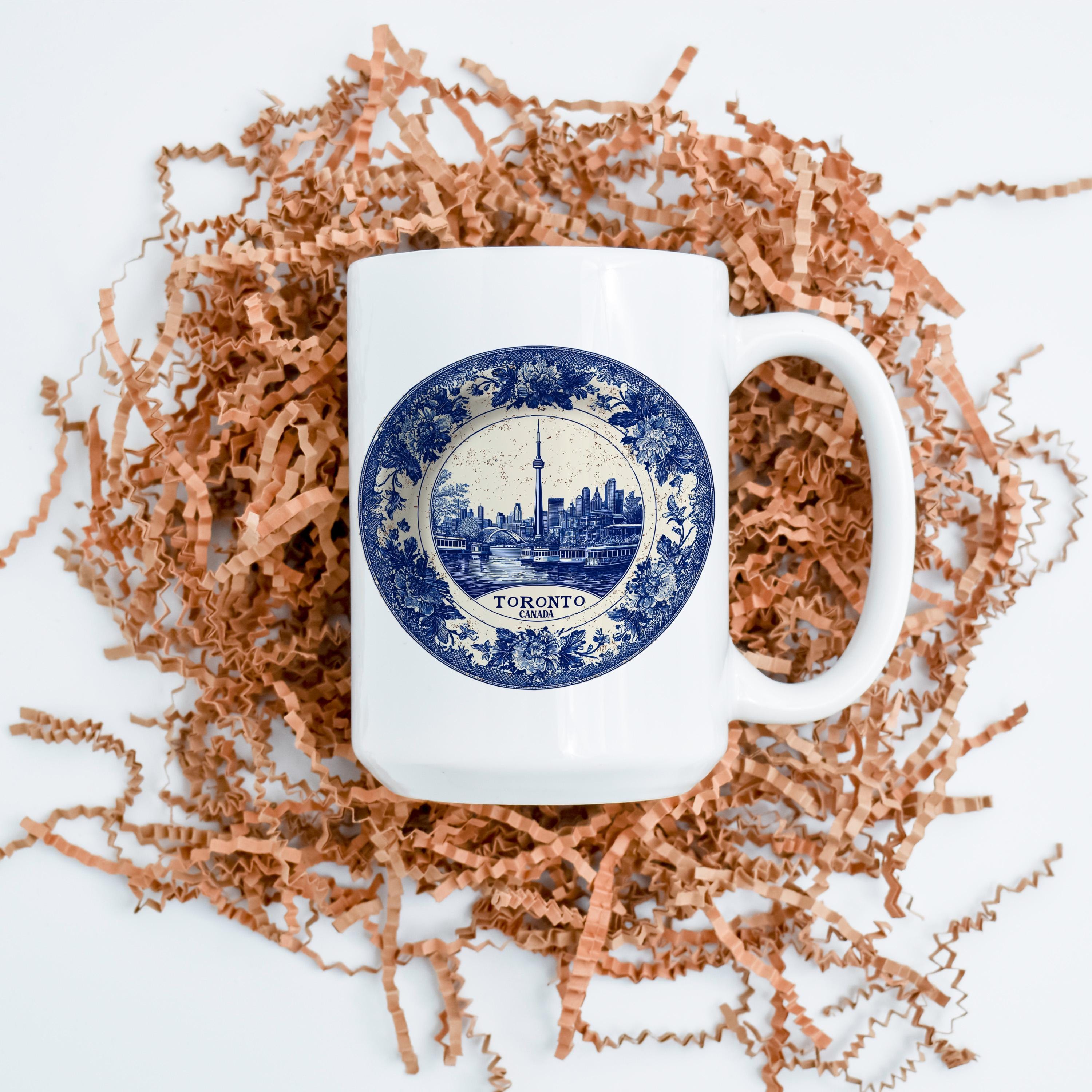 Toronto Canada Mug, Custom Delft Style cup, Personalized Vintage Travel City Gift