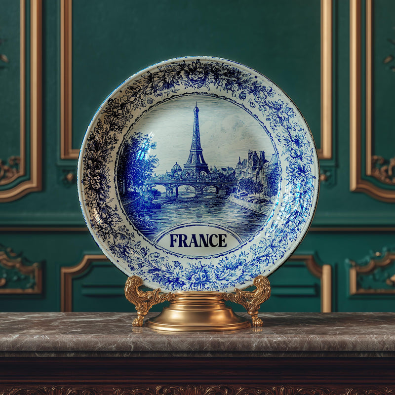 France Decorative Plate, Delft Vintage Home Decor Personalized Gift Travel Housewarming French