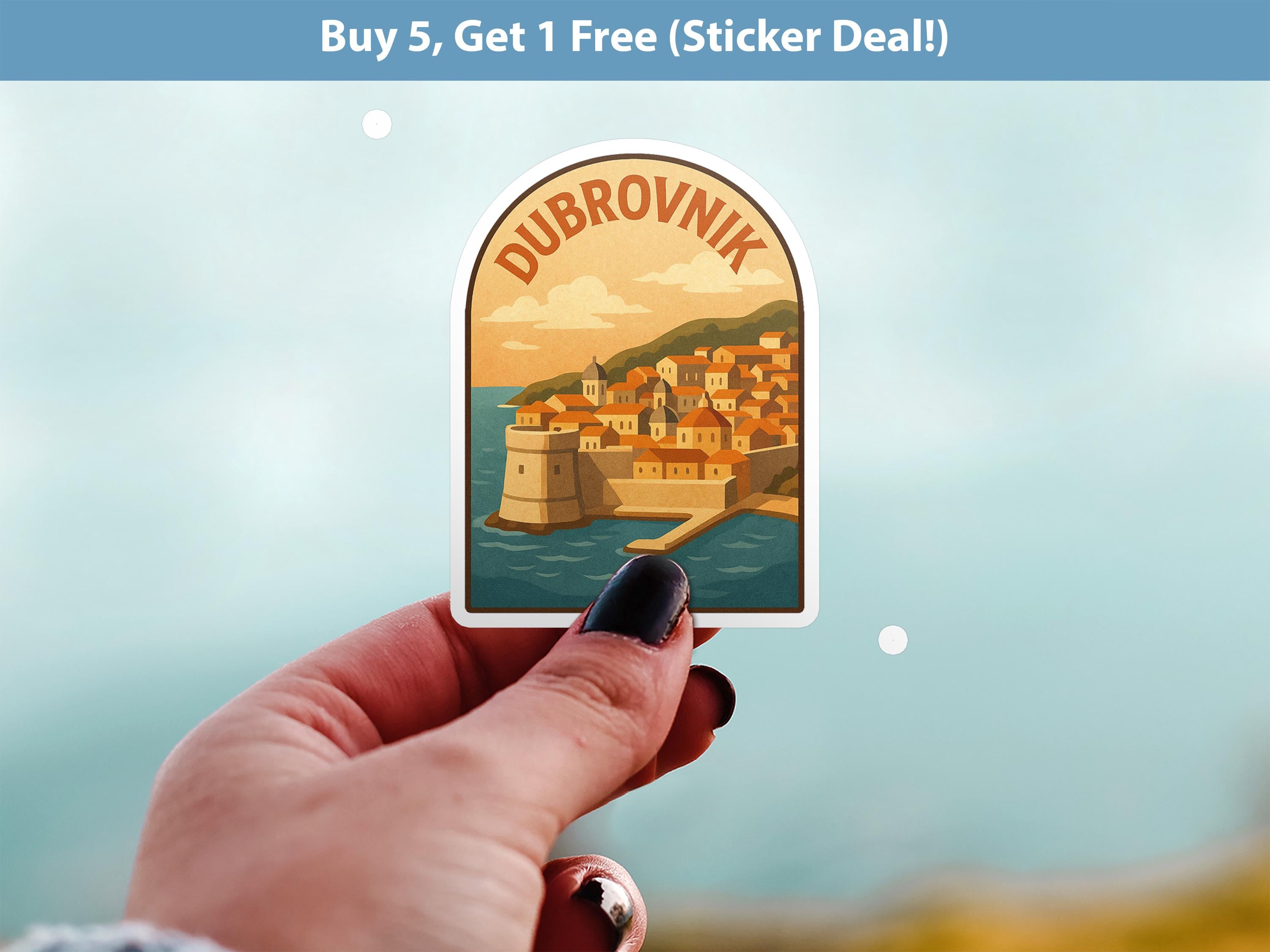 Dubrovnik Croatia Sticker, Vintage City Vinyl Decal, Retro Travel Lover Collection, Journal Scrapbook