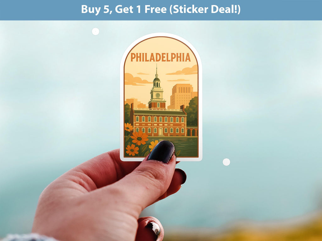Philadelphia Pennsylvania Sticker, Vintage City Vinyl Decal, Retro Travel Lover Collection, Journal Scrapbook