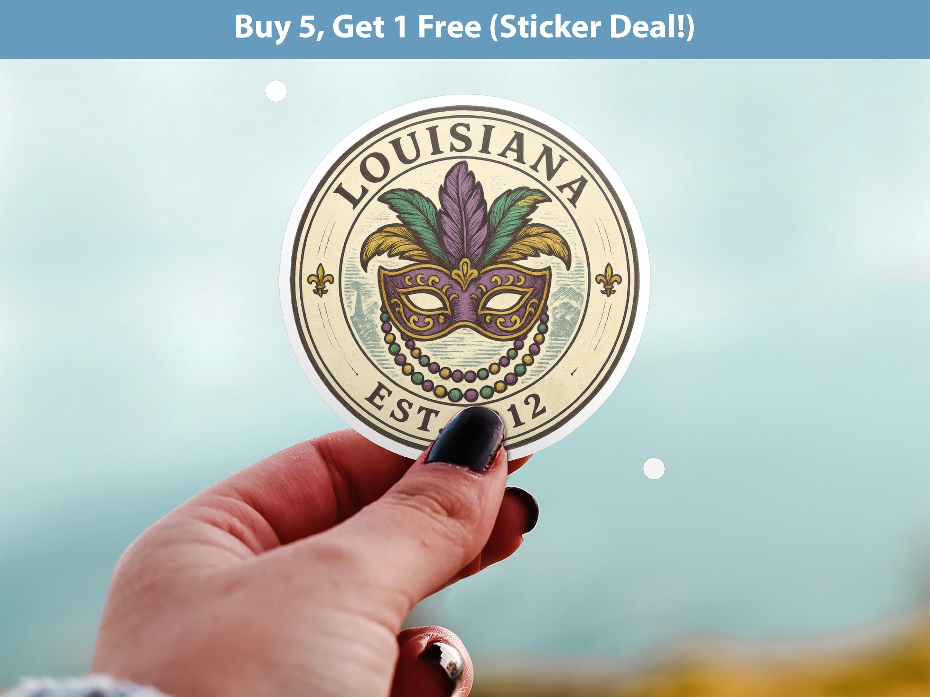 Louisiana Sticker, Vintage US States Retro Decal, Waterproof Retro Travel Collection for Laptop Tumbler