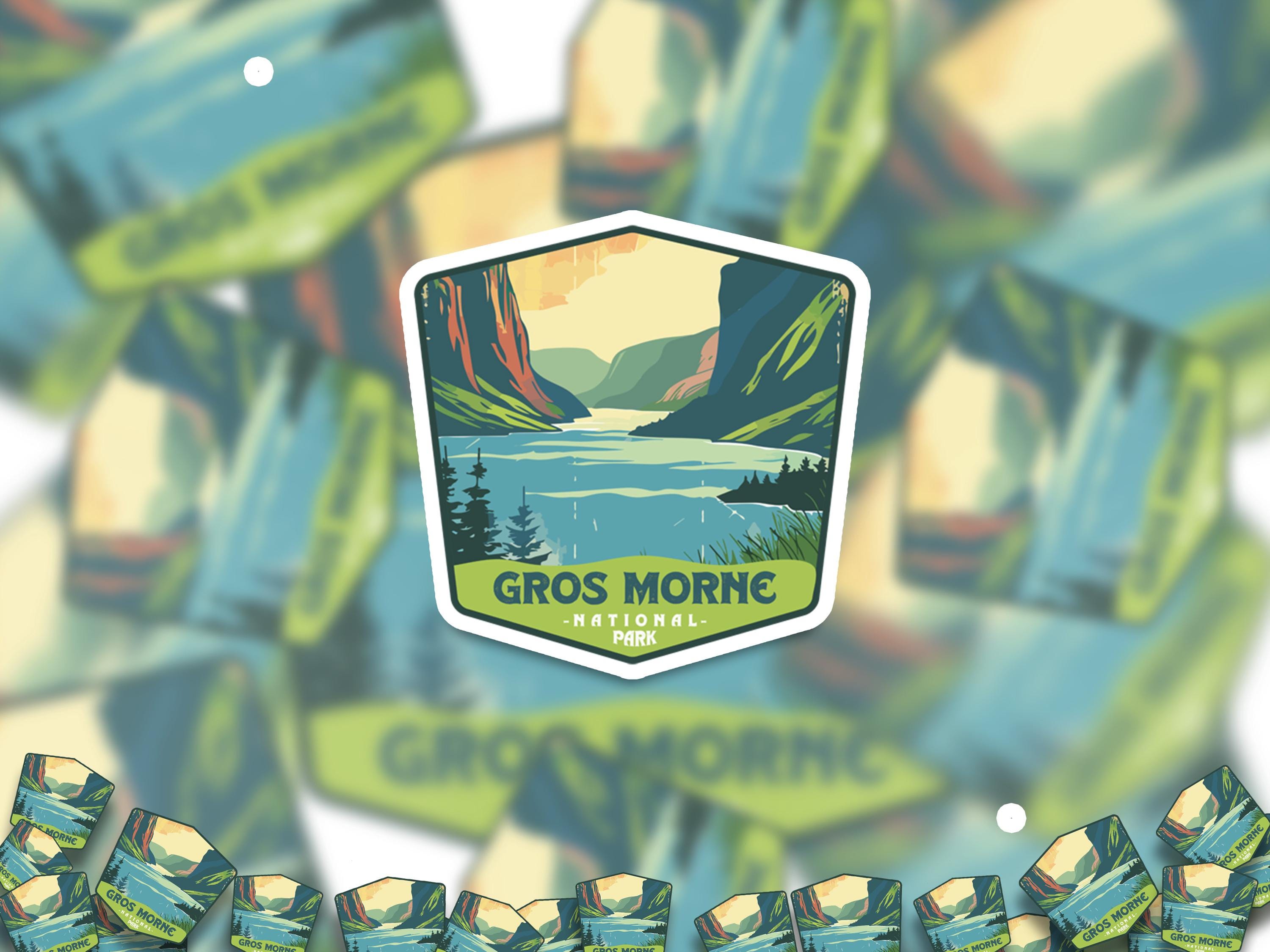 Gros Morne National Park Sticker, Vinyl Canada Newfoundland and Labrador, Retro Water Bottle Decal Hiking