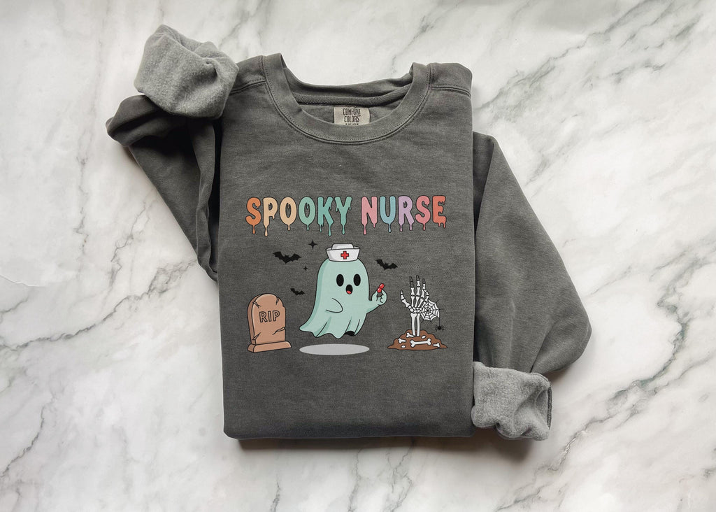 Cute Spooky Nurse Halloween Shirt, Funny RN Sweatshirt, Cute Fall Apparel, Cozy Autumn Outfit, Unique Gift for Nurse