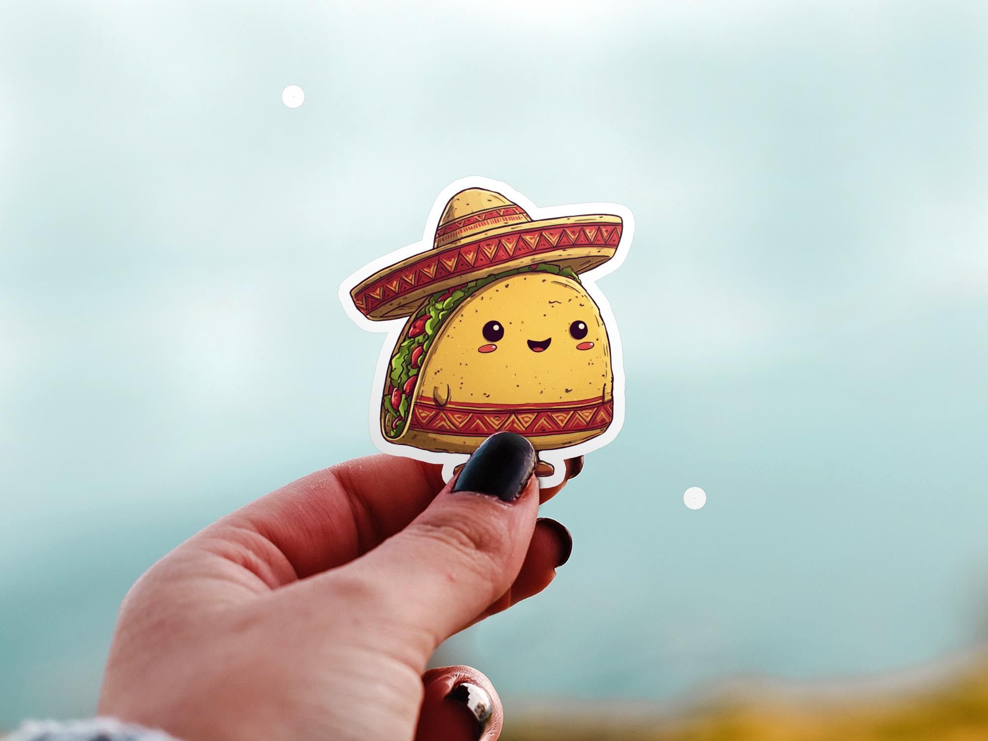Mr Taco Cute Kawaii Sticker, Kiss-Cut Vinyl Decals, Waterproof Stickers for Laptop & Tumbler, Cute Vinyl Decal Stickers