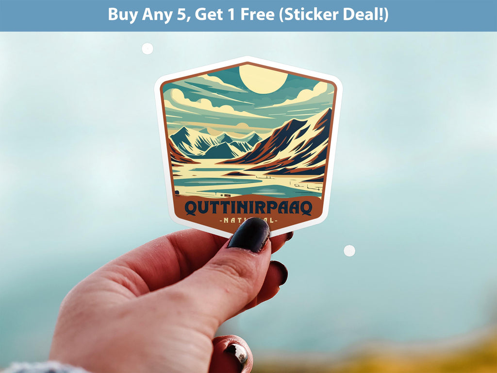 Quttinirpaaq National Park Sticker, Vinyl Canada Nunavut, Retro Water Bottle Decal Hiking