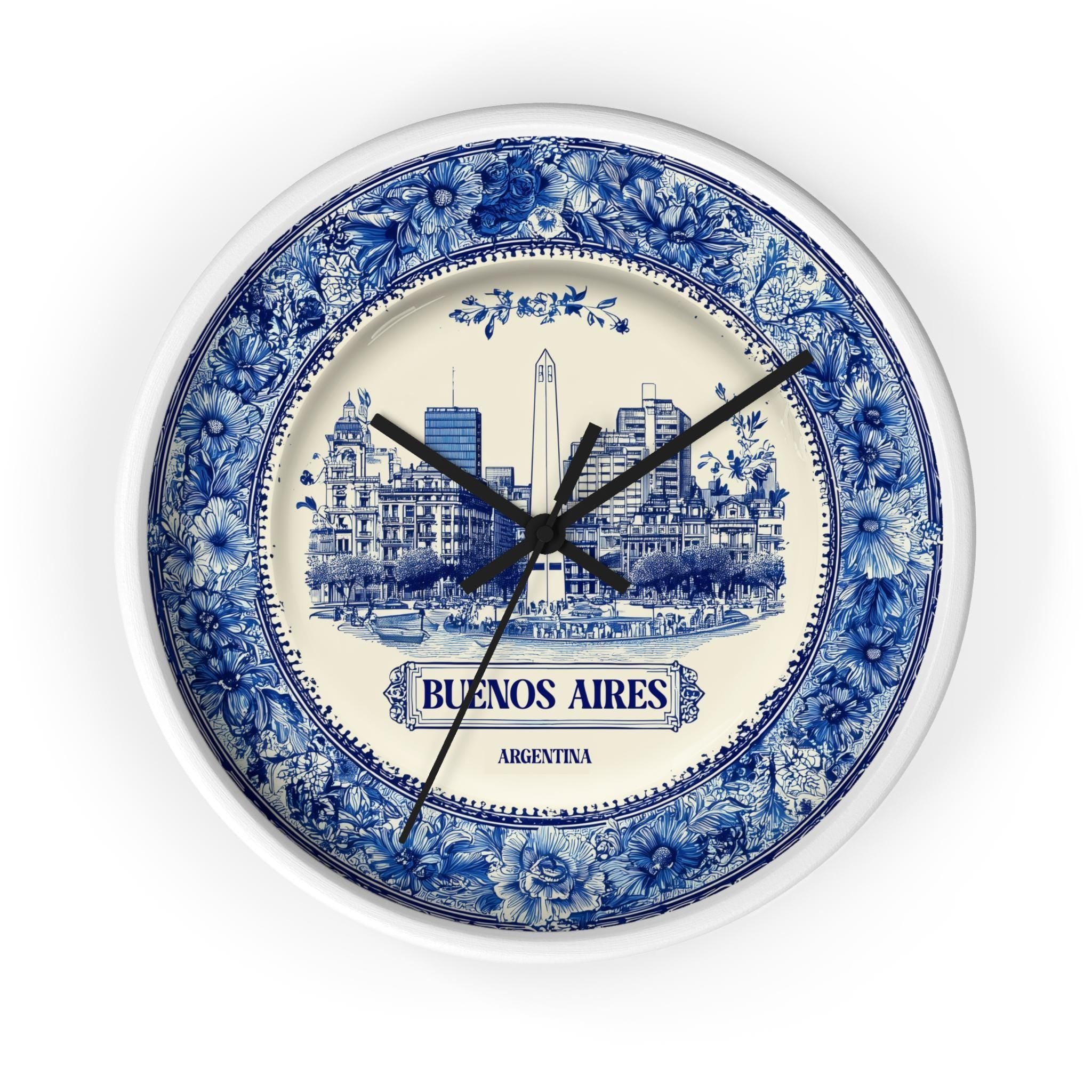 Buenos Aires Argentina Wall Clock, Delf style Home Decor, Vintage City Travel Keepsake Art