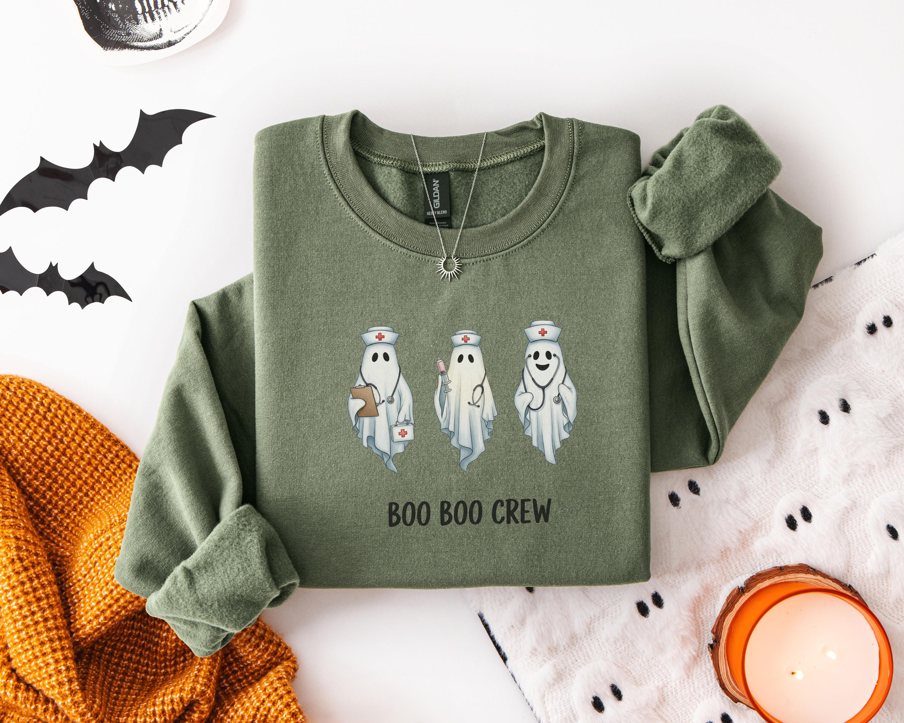 Boo Boo Crew Nurse Shirt & Sweatshirt, Funny Ghost Halloween Nurse Top, Fall Comfort Colors Gift for Nurse, Spooky Night Shift RN Tee