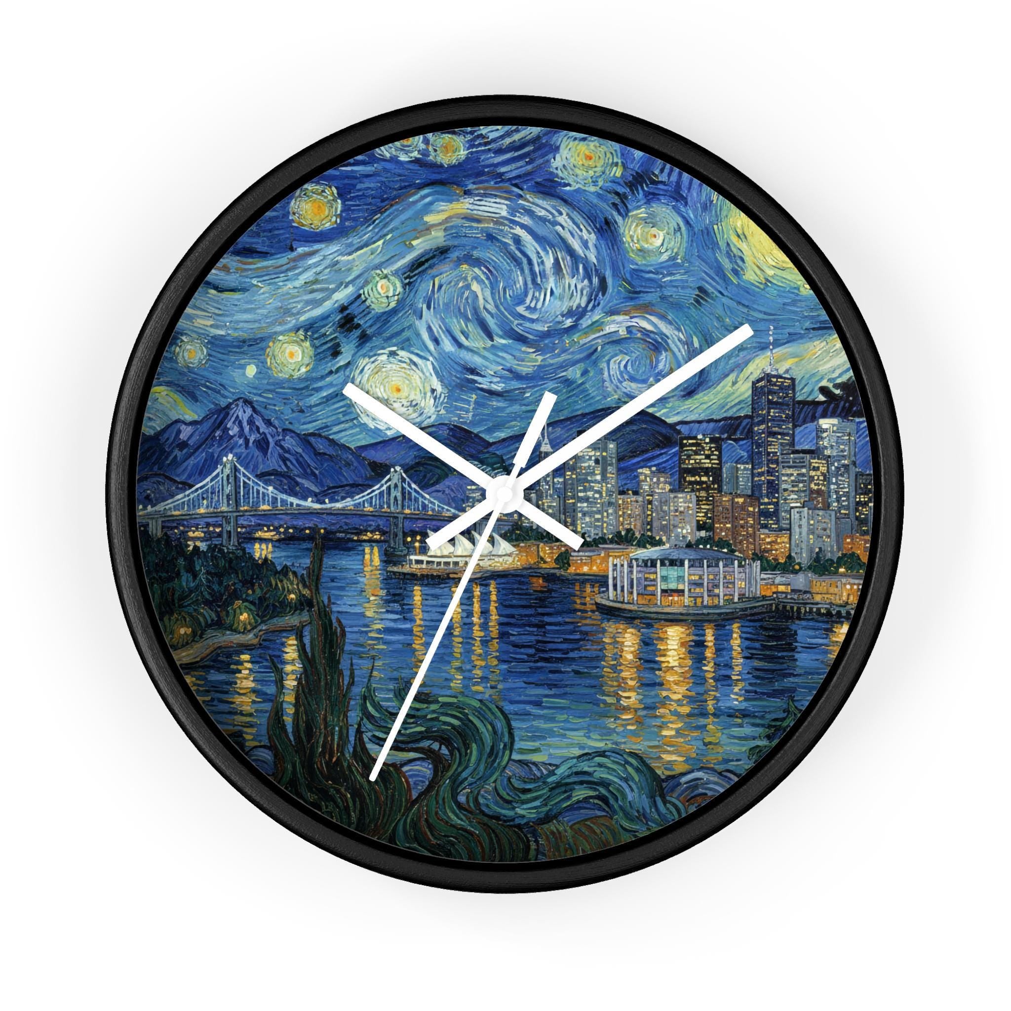 Vancouver Canada Wall Clock Vintage Van Gogh Starry Night Home Gift