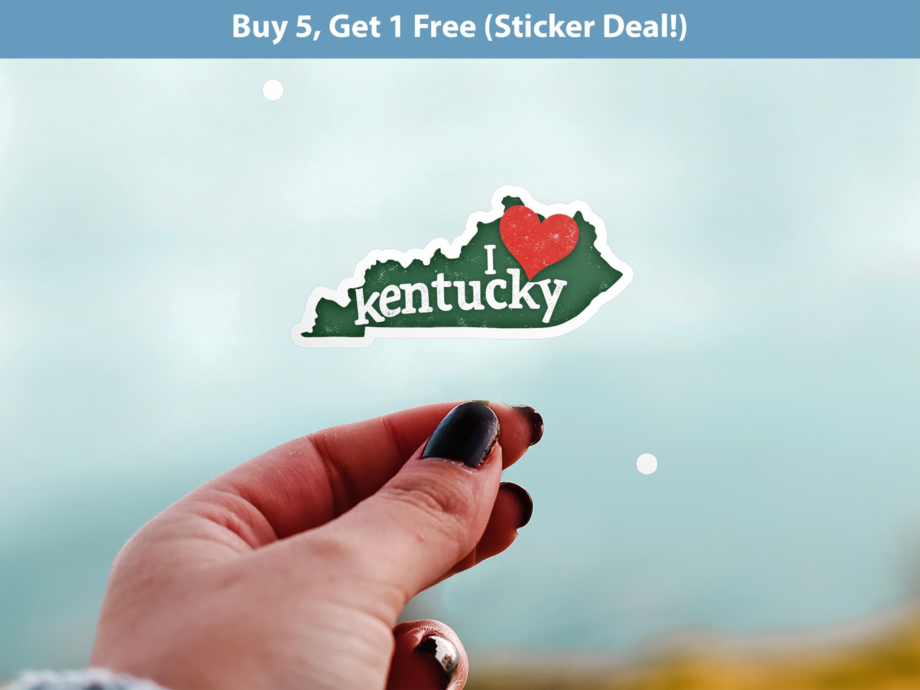 I love Kentucky Sticker, Vintage US States Vinyl Decal, Waterproof Decal, Retro Travel Collection
