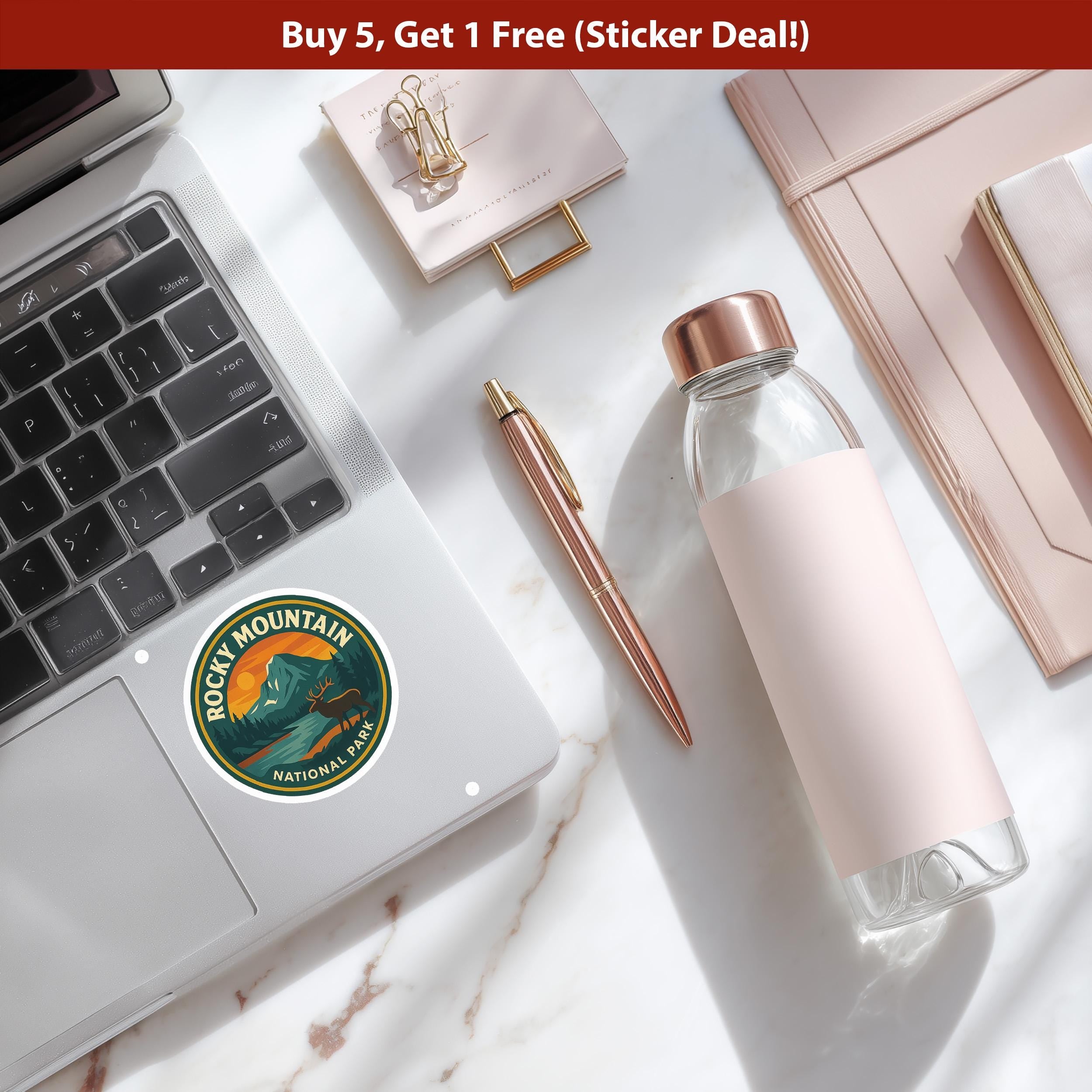 Rocky Mountain National Park Sticker, Retro Vinyl Waterproof Decal, Vintage USA Travel Collection