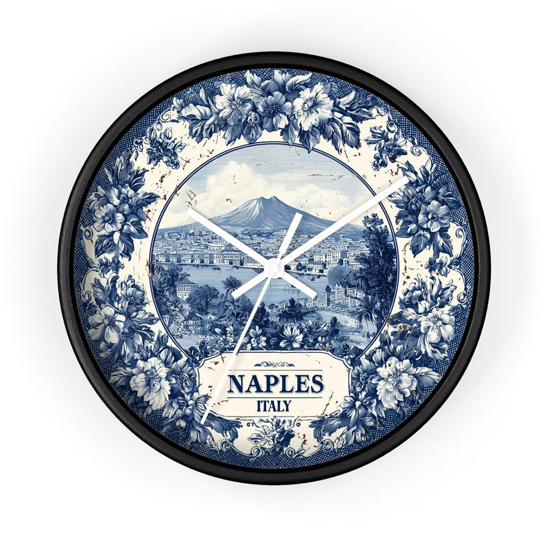 Naples Italy Wall Clock, Delft style Home Decor, Vintage City Travel Keepsake Art