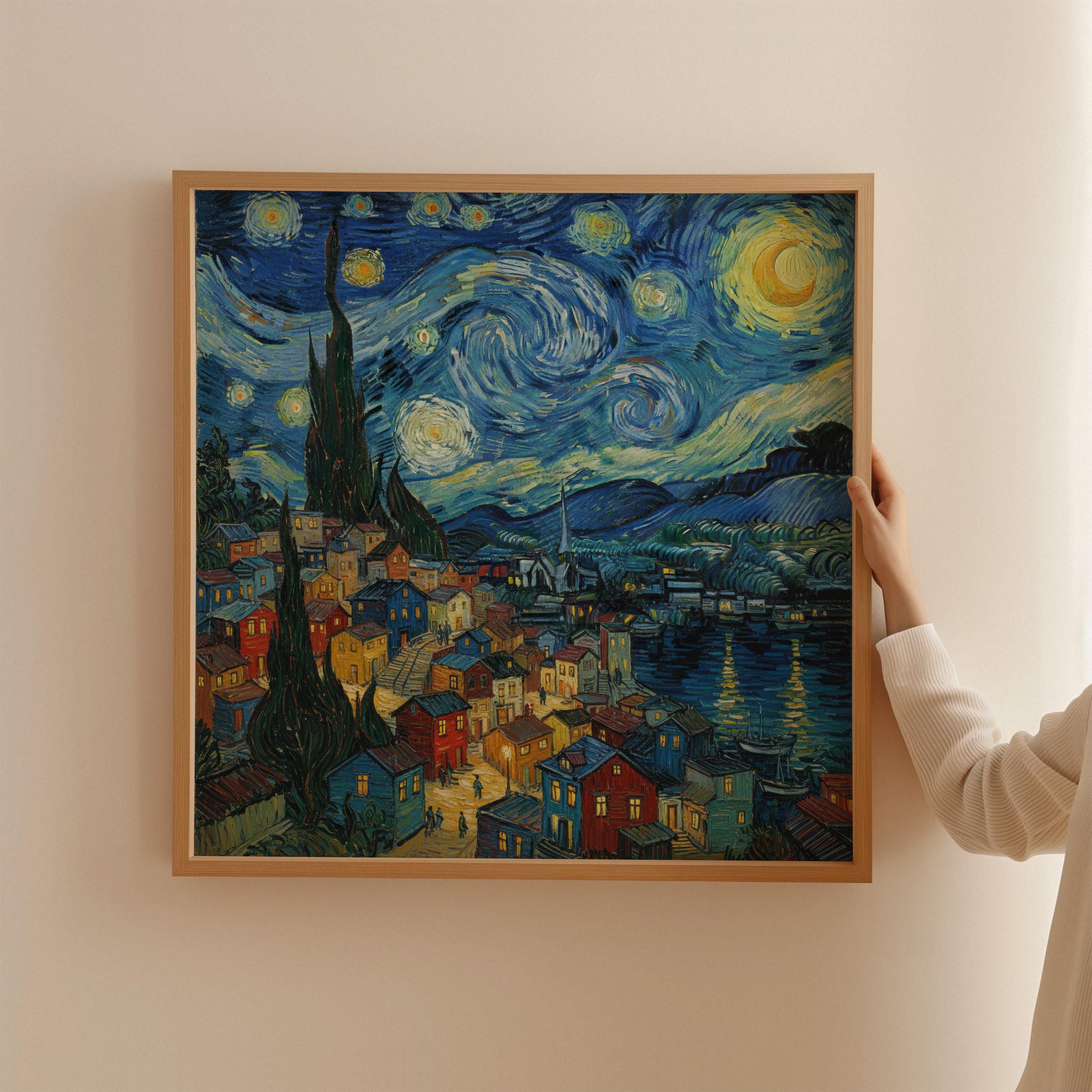 Valparaiso Chile Starry Night Wall Art, Van Gogh Print, Travel Gift Home Decor