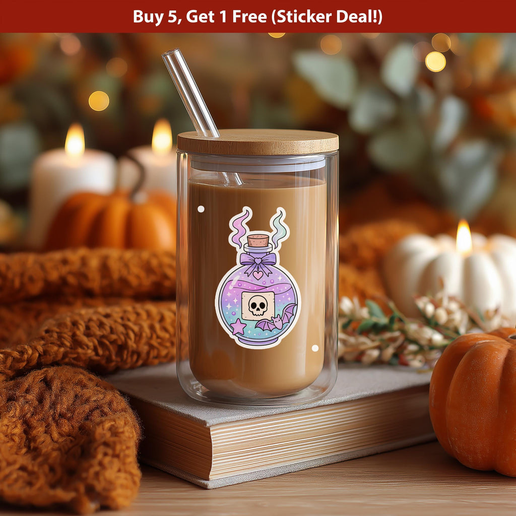Cute Witch Potion Sticker, Pastel Magic Bottle Decal, Kawaii Spooky Magical Vinyl