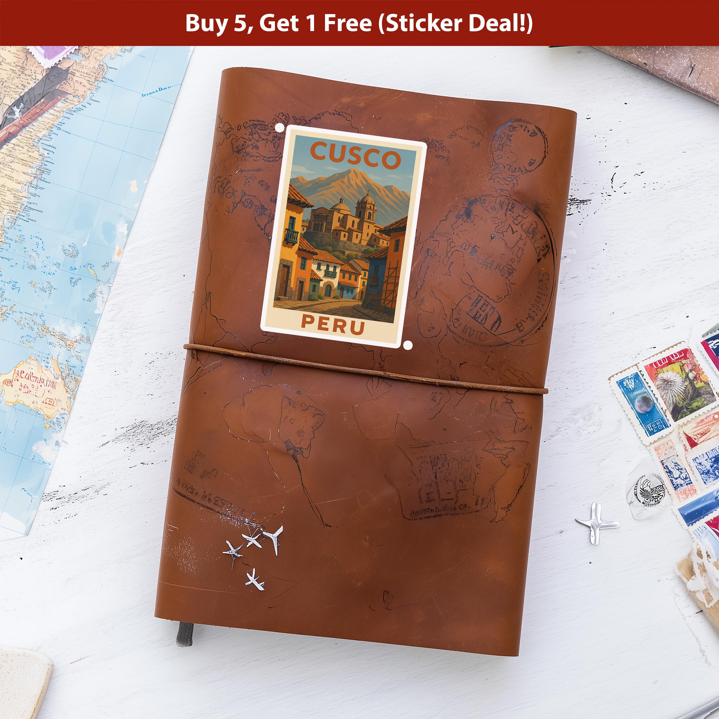 Cusco Peru Sticker, Vintage City Vinyl Decal, Retro Travel Lover Collection, Journal Scrapbook