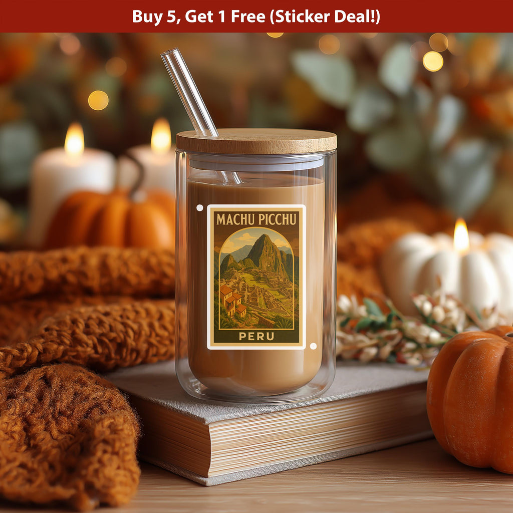 Machu Picchu Peru Sticker, Vintage City Vinyl Decal, Retro Travel Lover Collection, Journal Scrapbook