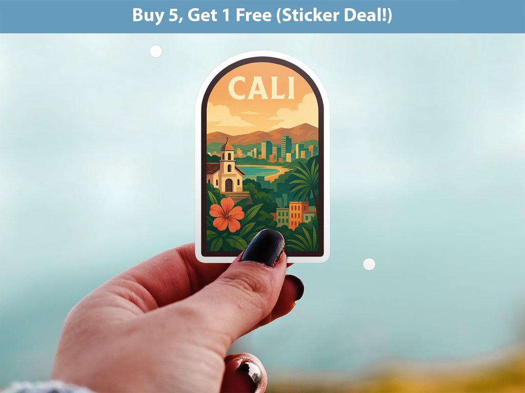 Cali Colombia Sticker, Vintage City Vinyl Decal, Retro Travel Lover Collection, Journal Scrapbook