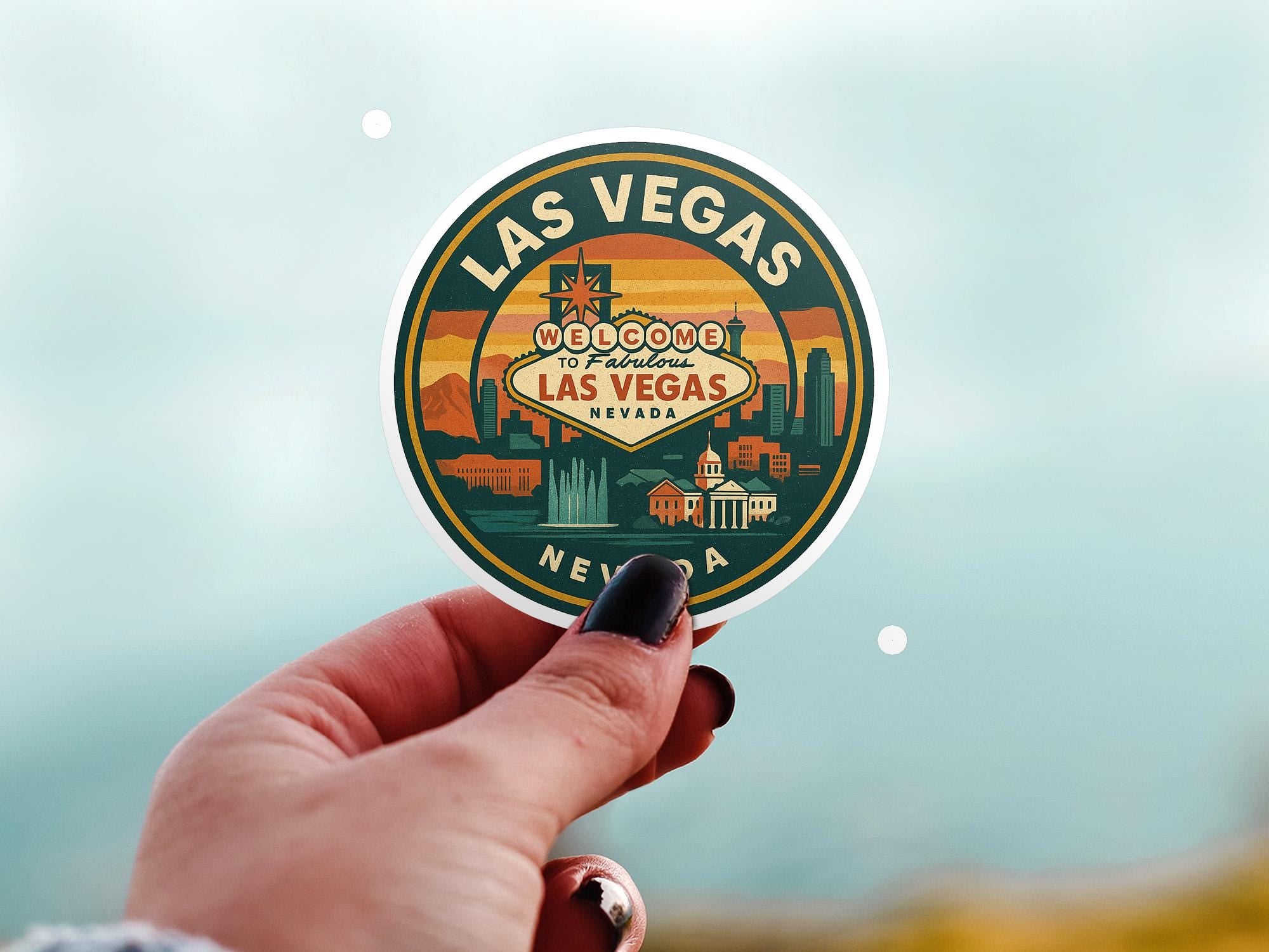 Las Vegas Nevada Kiss-Cut Vinyl, Waterproof Decal, US Retro Travel Lover Collection