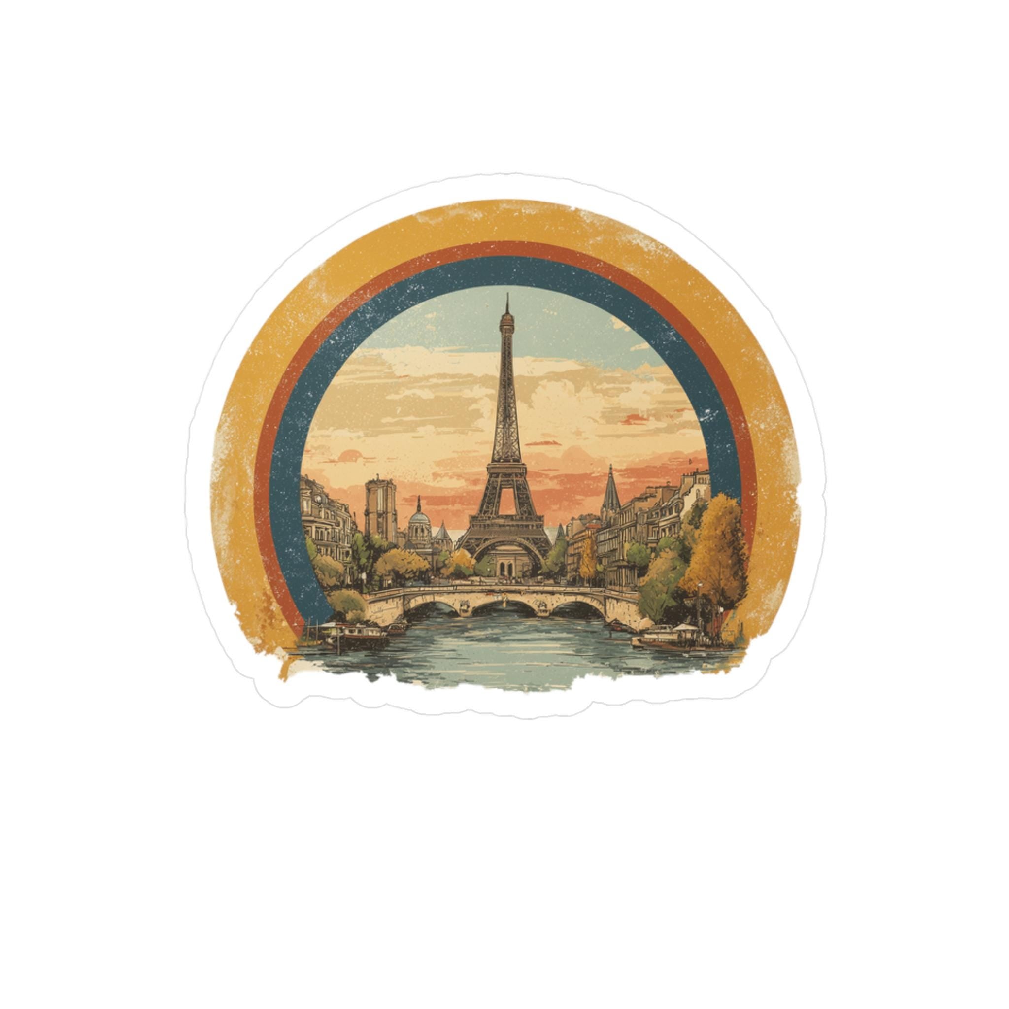 Paris Vintage Watercolor Kiss-Cut Vinyl, Waterproof Decal, Retro Travel Lover Collection