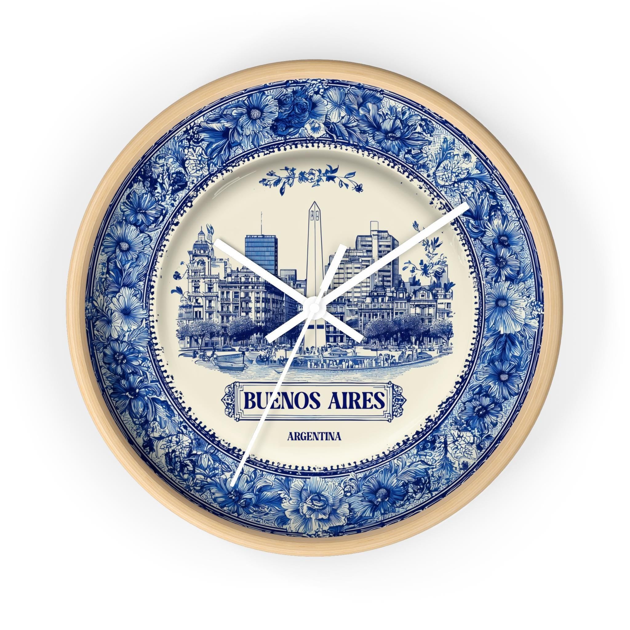 Buenos Aires Argentina Wall Clock, Delf style Home Decor, Vintage City Travel Keepsake Art