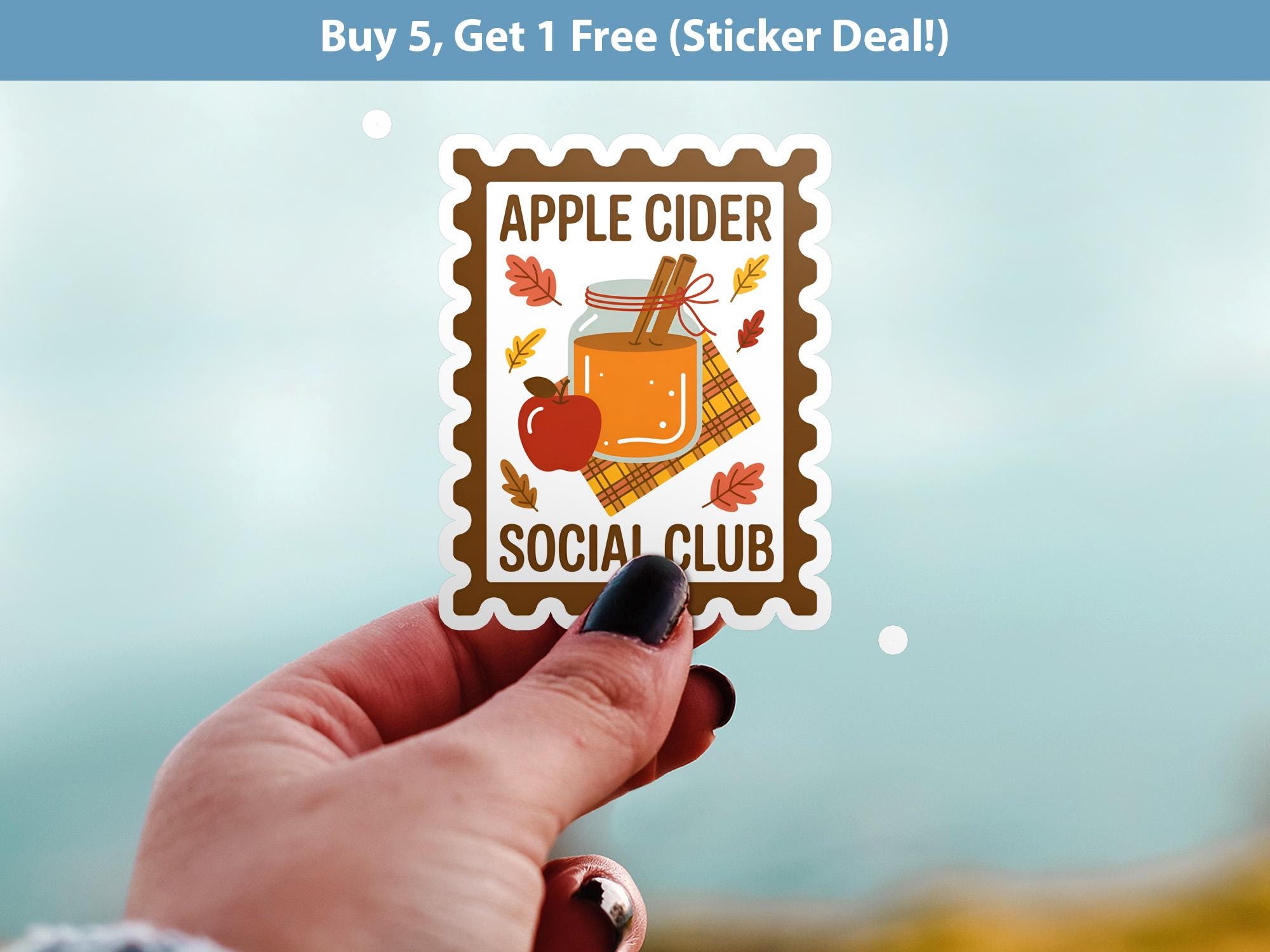 Apple Cider Social Club Stamp sticker, Spooky Halloween Waterproof Decal for tumbler, kindle