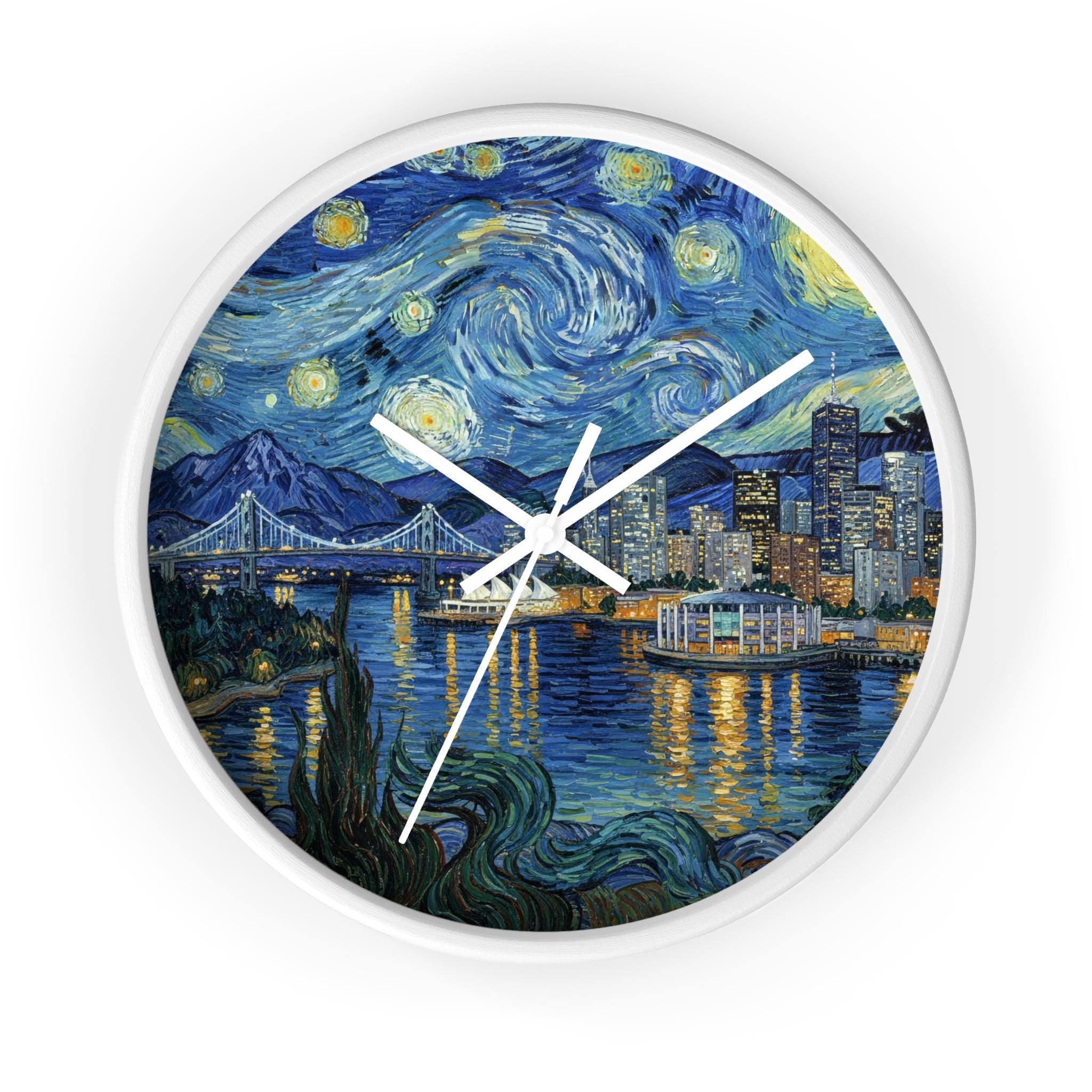 Vancouver Canada Wall Clock Vintage Van Gogh Starry Night Home Gift