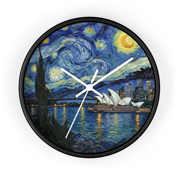Sydney Australia Wall Clock Vintage Van Gogh Starry Night Home Gift