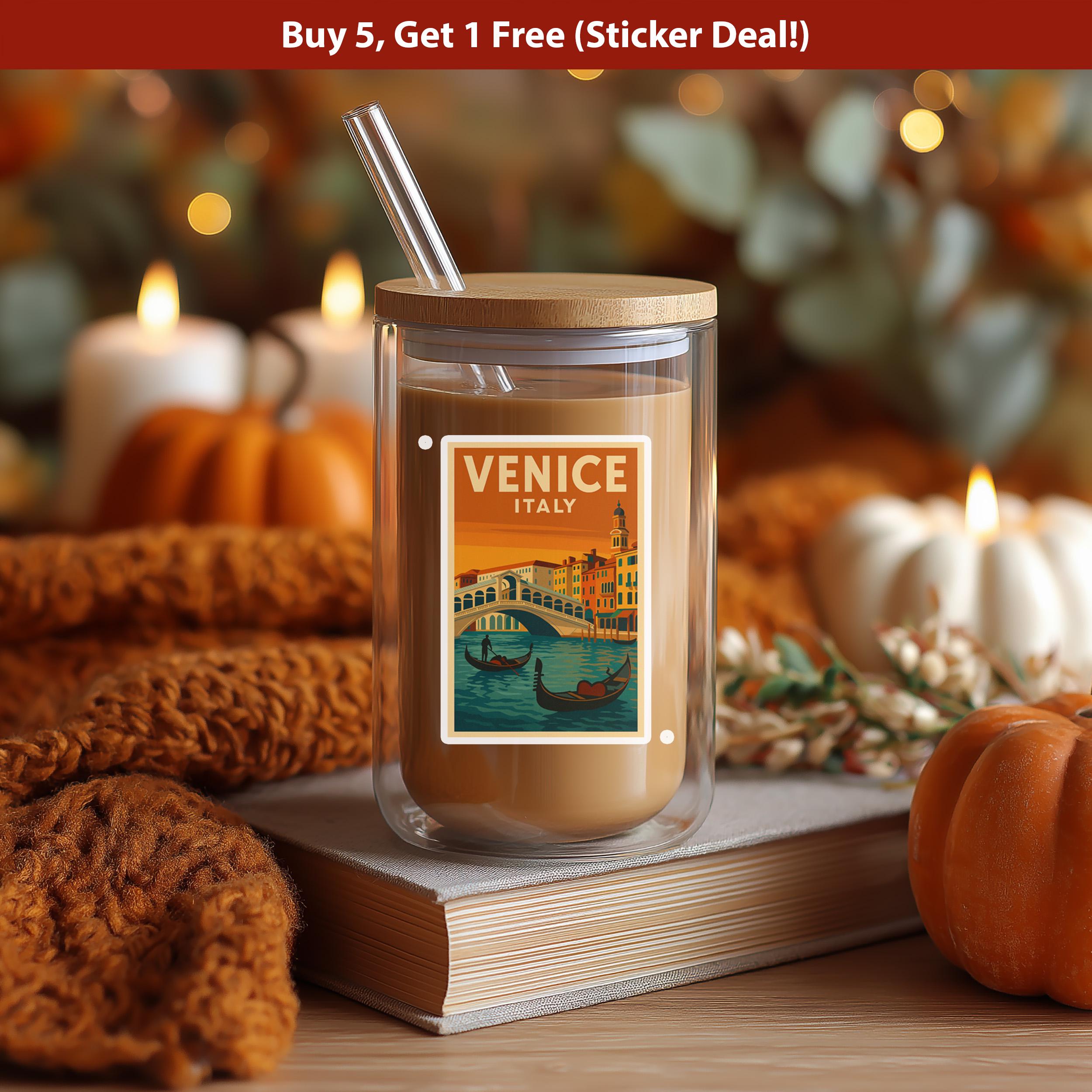 Venice Italy Sticker, Vintage City Vinyl Decal, Retro Travel Lover Collection, Journal Scrapbook