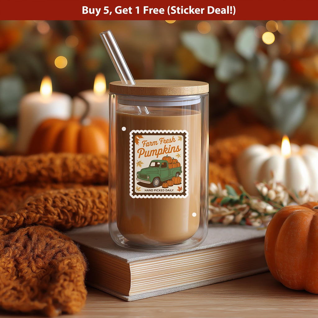 Farm fresh Pumpkin Stamp Sticker, Spooky Halloween Waterproof Decal for tumbler, kindle