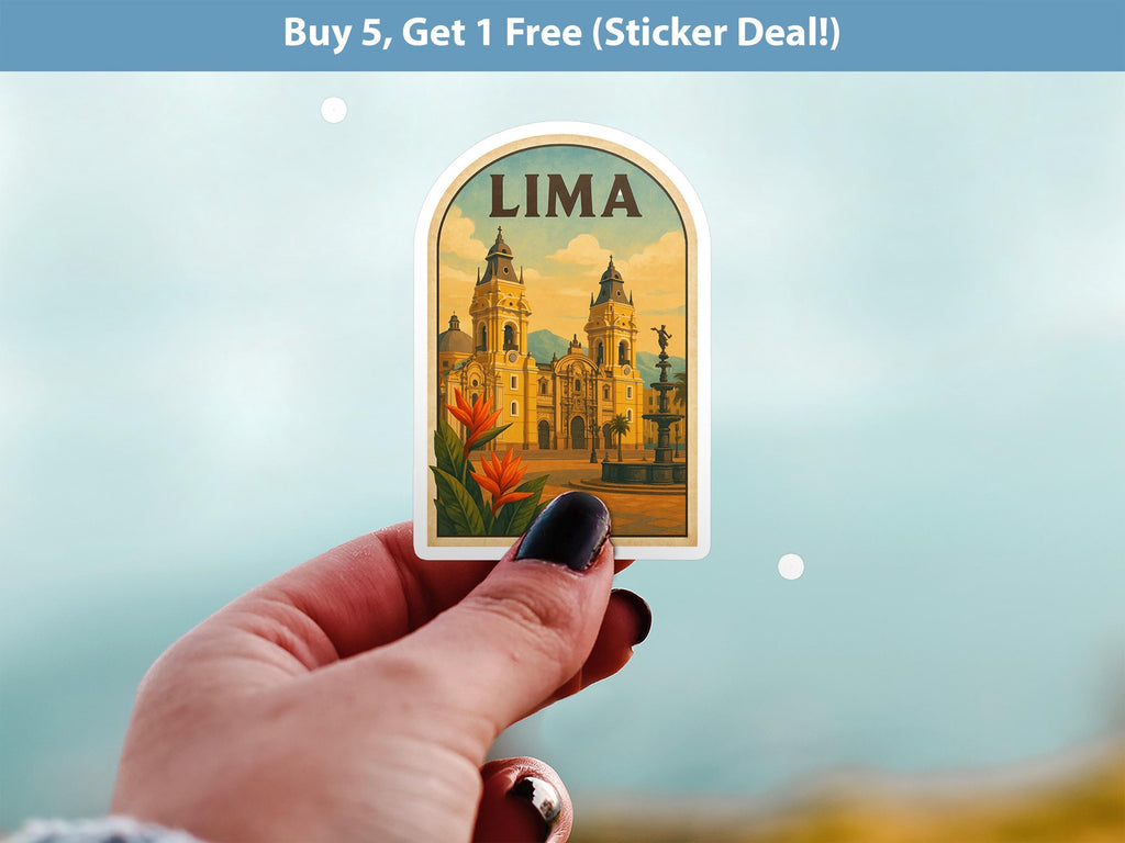 Lima Sticker Peru, Vintage City Vinyl Decal, Retro Travel Lover Collection, Journal Scrapbook