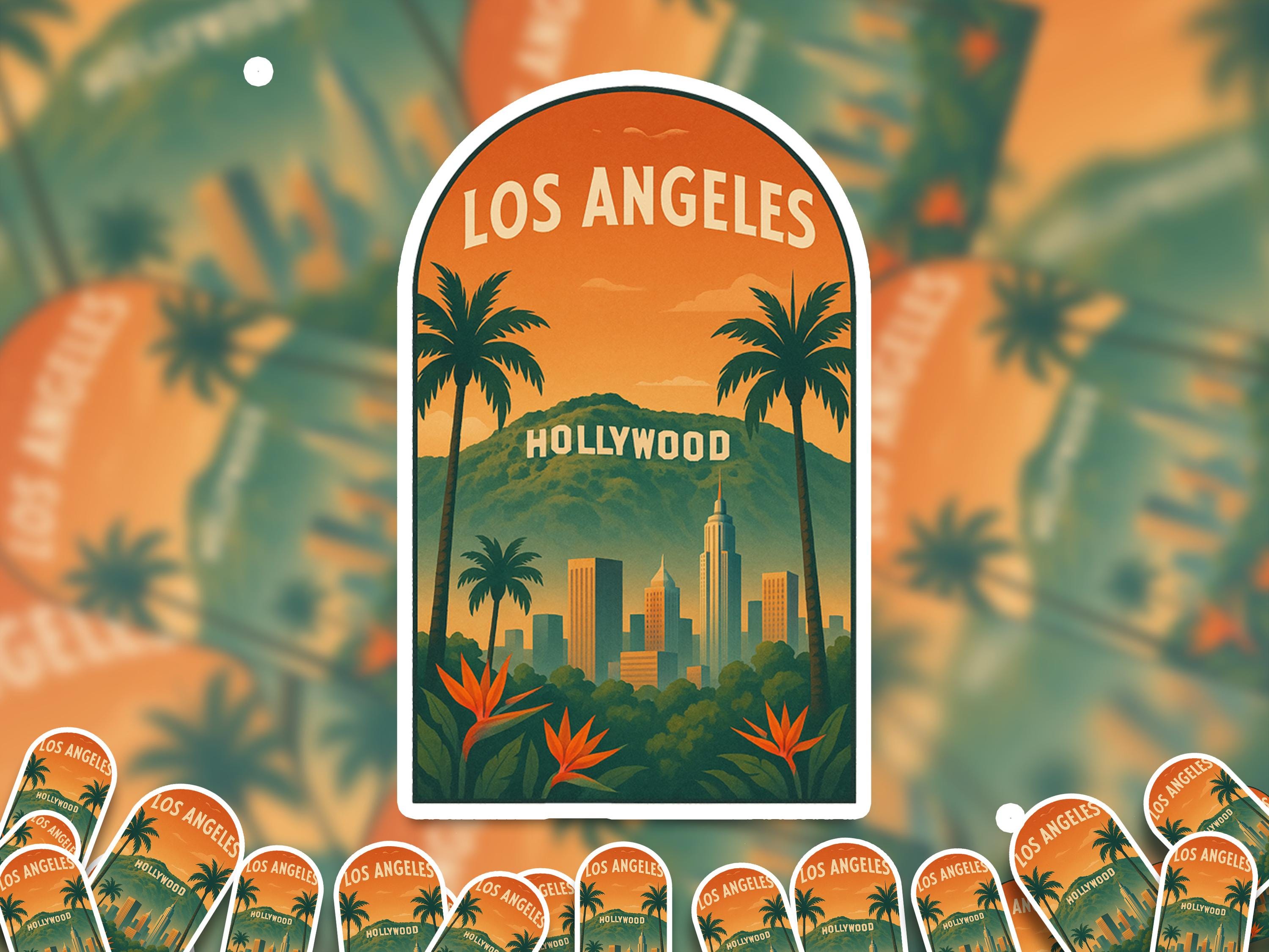 Los Angeles Sticker, Vintage City Vinyl Decal, Retro Travel Lover Collection, Journal Scrapbook