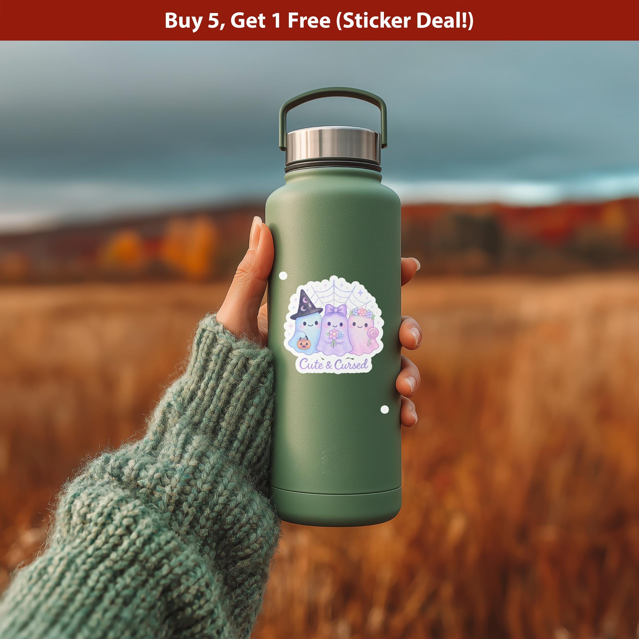 Cute & Cursed Ghost Sticker, Pastel Halloween Ghostie Decal, Kawaii Journal Scrapbook Gift