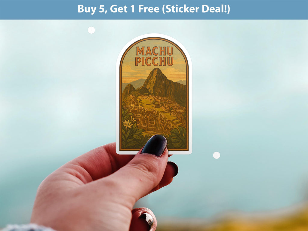Machu Picchu Sticker Peru, Vintage City Vinyl Decal, Retro Travel Lover Collection, Journal Scrapbook