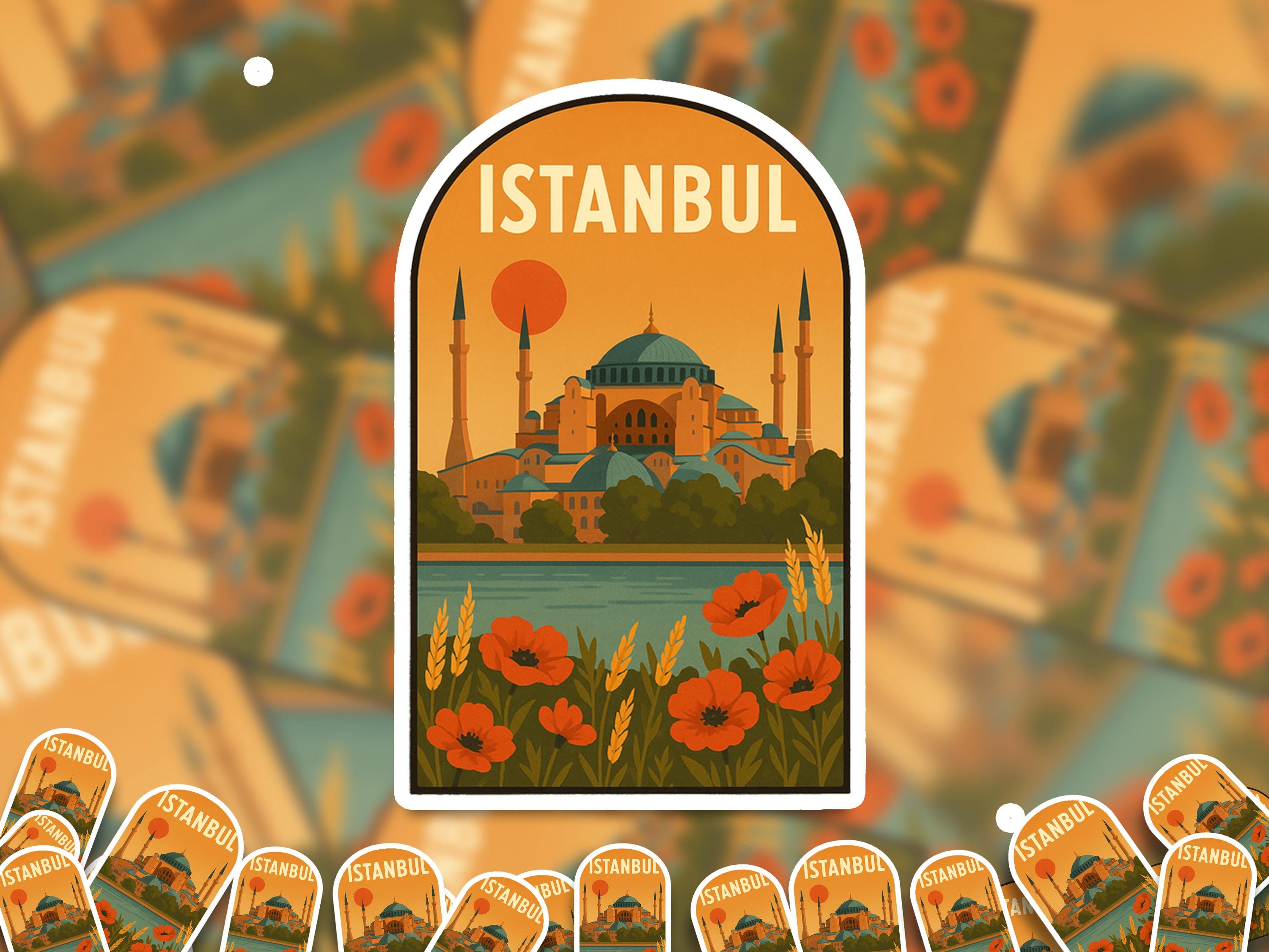 Istanbul Sticker Turkey, Vintage City Vinyl Decal, Retro Travel Lover Collection, Journal Scrapbook