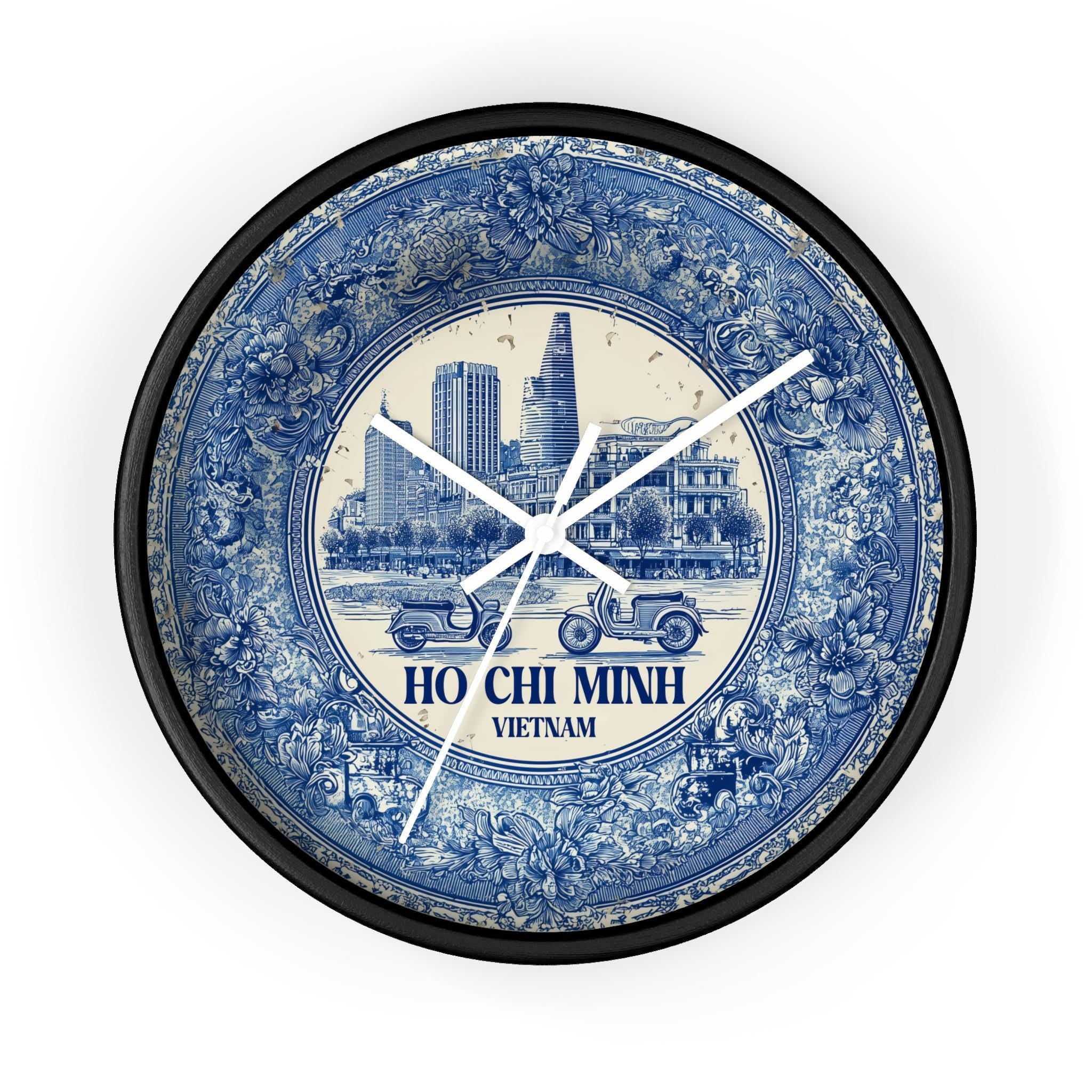 Ho Chi Minh City Vietnam Wall Clock, Delf style Home Decor, Vintage City Travel Keepsake Art