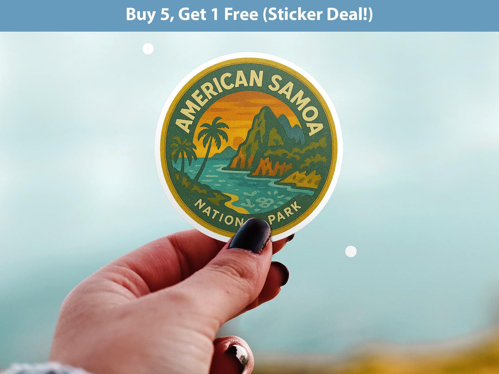 American Samoa National Park Sticker, Retro Vinyl Waterproof Decal, Vintage USA Travel Collection