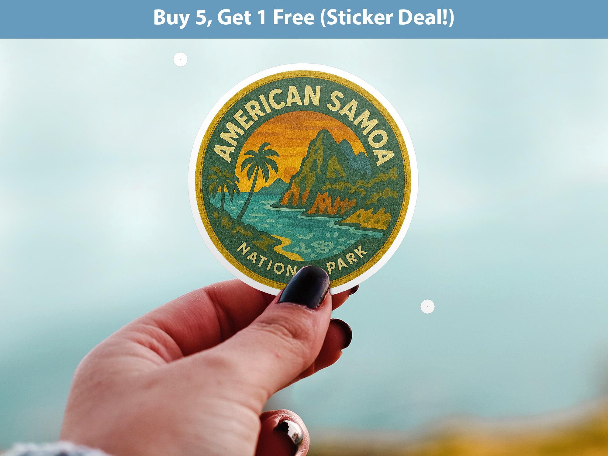 American Samoa National Park Sticker, Retro Vinyl Waterproof Decal, Vintage USA Travel Collection