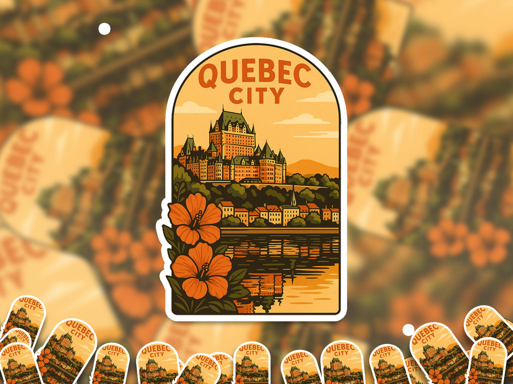 Quebec City Sticker Canada, Vintage City Vinyl Decal, Retro Travel Lover Collection, Journal Scrapbook