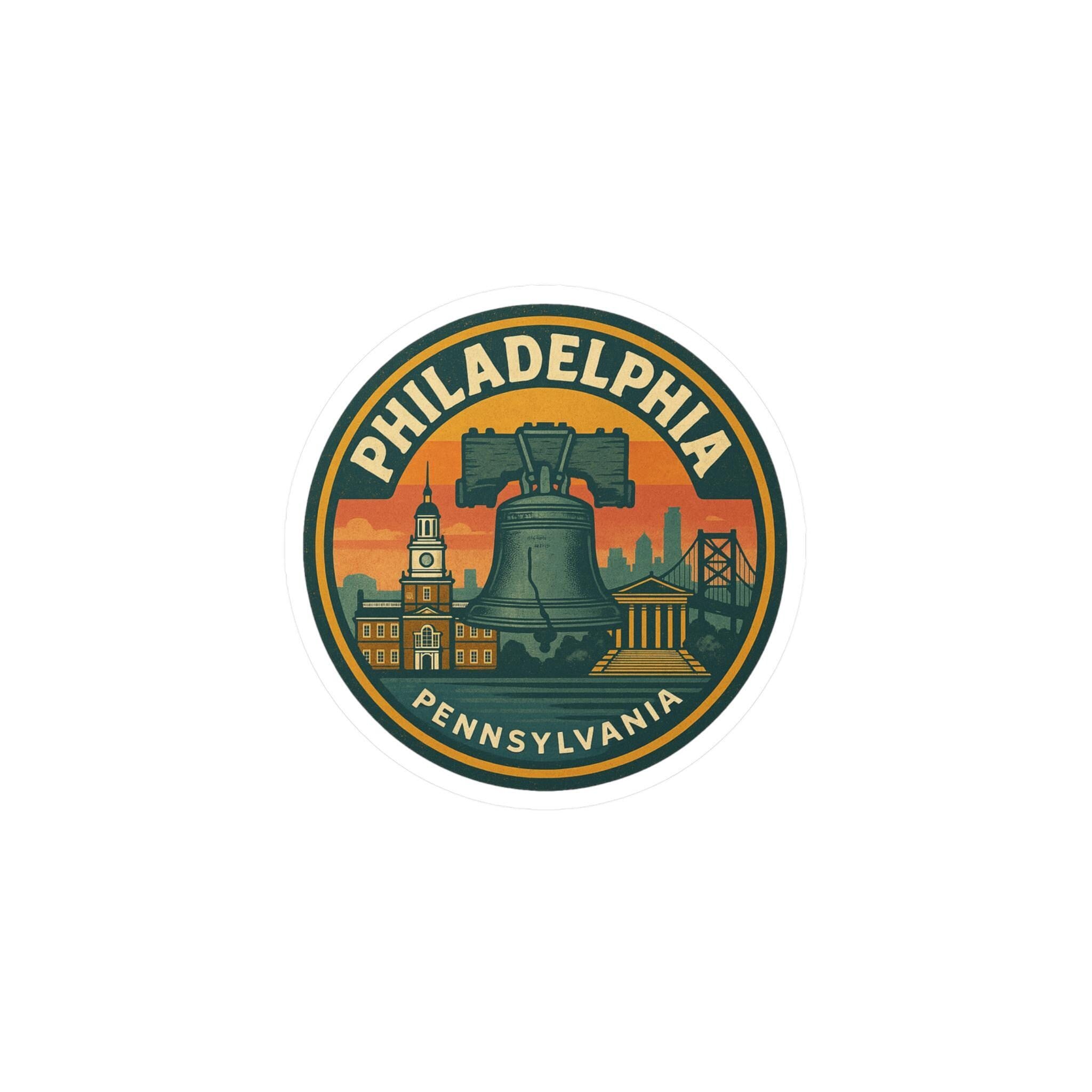 Philadelphia City Sticker: Retro Travel Decal for Laptop, Tumbler