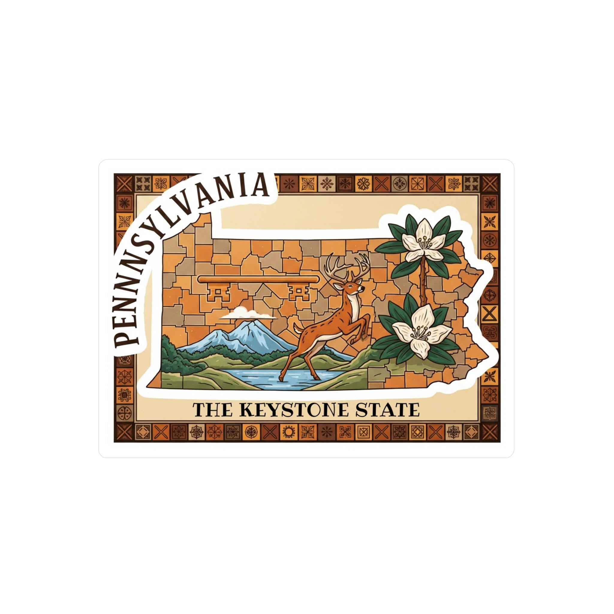 Pennsylvania State Sticker, USA Kiss-Cut Vinyl, Landmark Waterproof Decal, United States Travel Collection