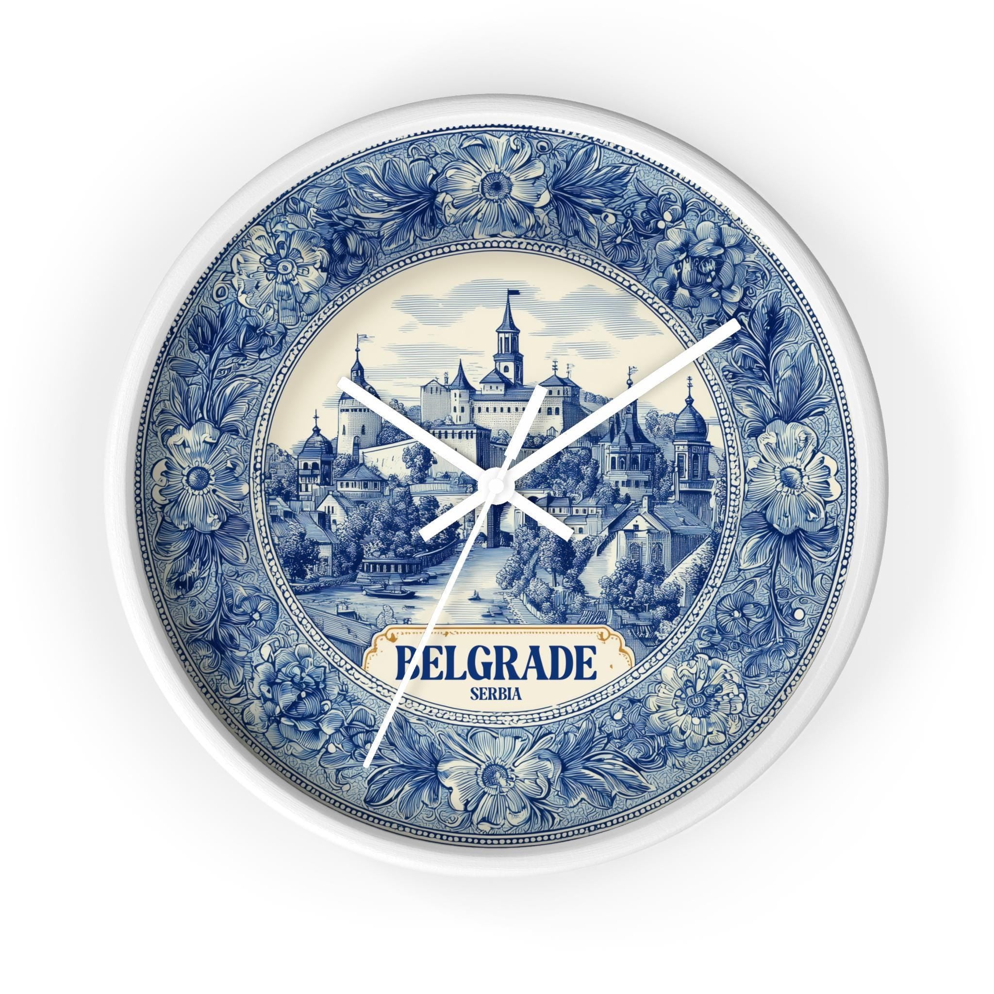 Belgrade Serbia Wall Clock, Delf style Home Decor, Vintage City Travel Keepsake Art