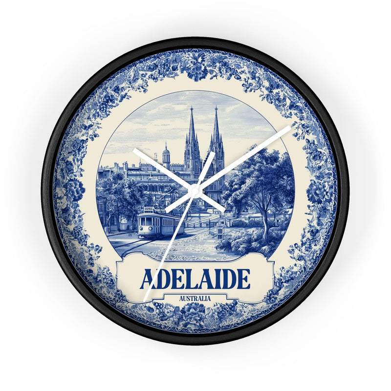 Adelaide Australia Wall Clock, Delft style Home Decor, Vintage City Travel Keepsake Art