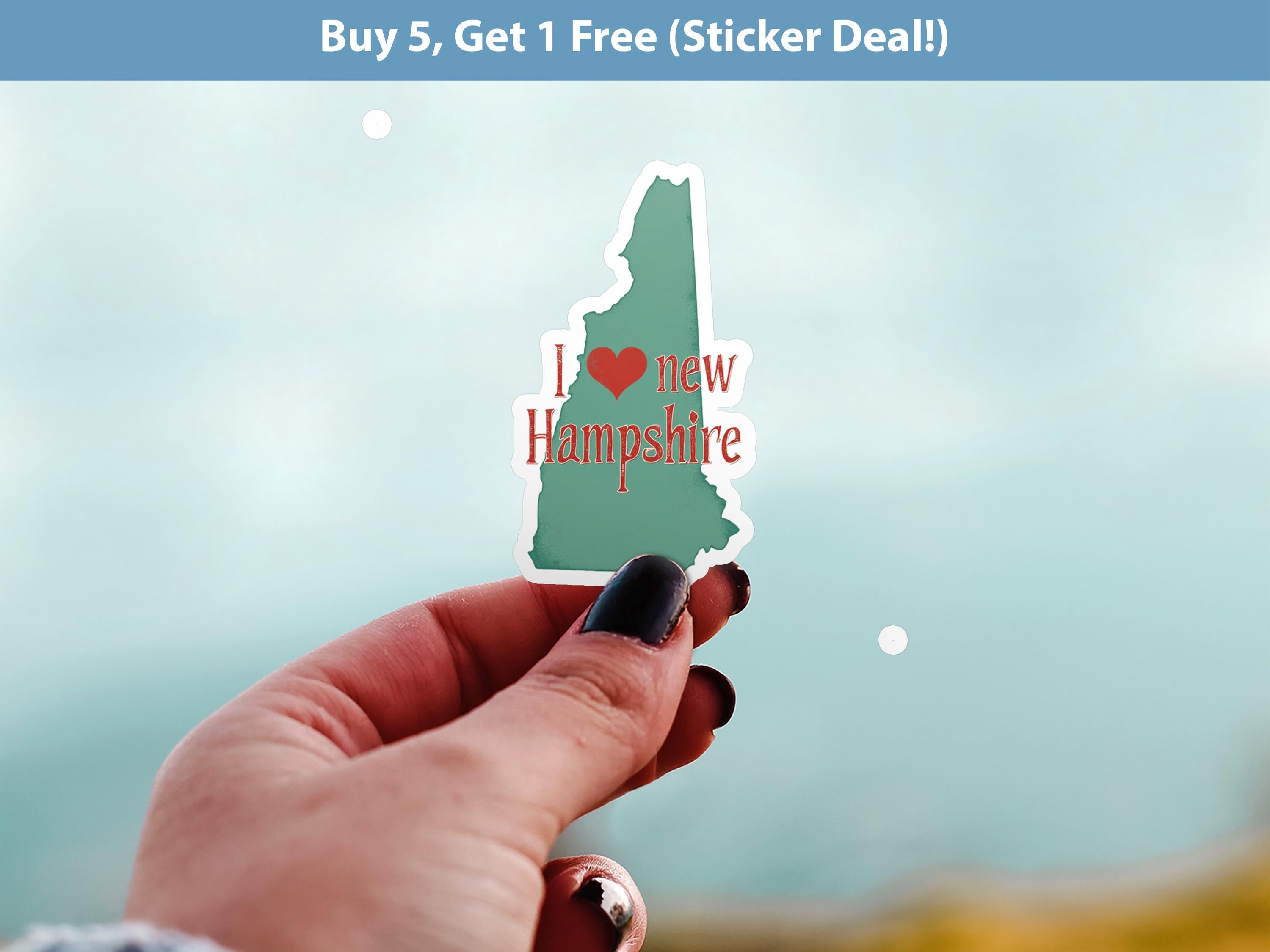 I love New Hampshire Sticker, Vintage US States Vinyl Decal, Waterproof Decal, Retro Travel Collection
