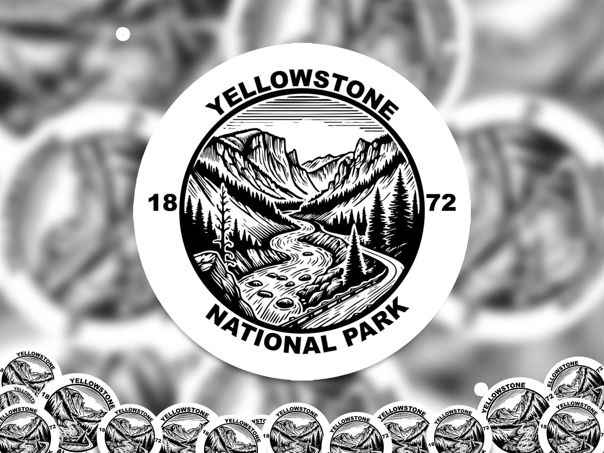 Yellowstone National Park Sticker, Kiss-Cut Vinyl, Waterproof USA Decal Badge Collection