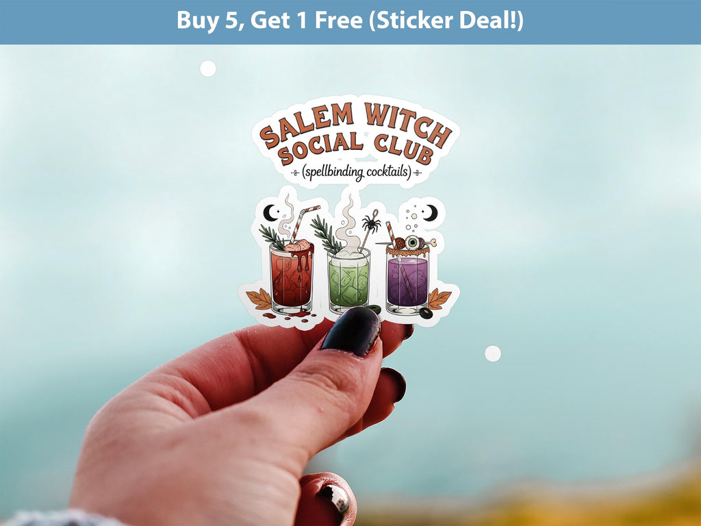 Salem Witch Cocktail Club Sticker,  Spellbinding Cocktail Halloween Funny Decal