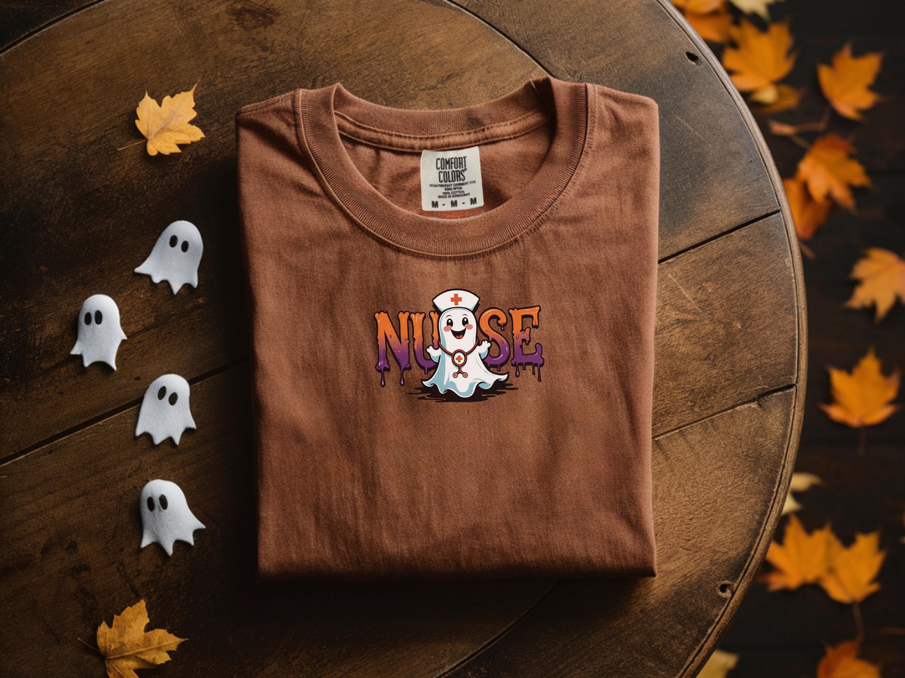 Halloween Nurse Sweatshirt, Cute Ghost RN Top with Syringe and Bats, Funny Spooky Medical Apparel, Cozy Fall Pullover, Unique Gift for Nurse