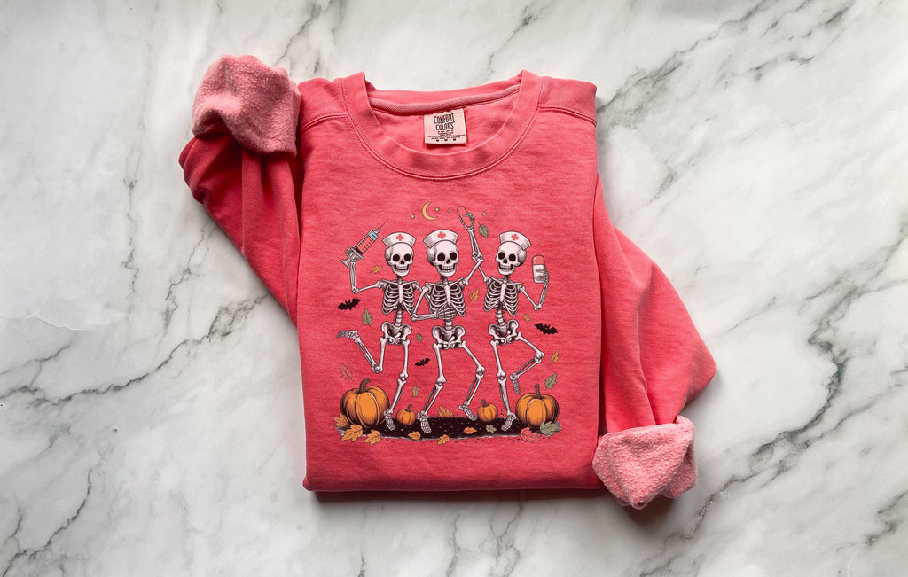Skeleton Nurse Group Shirt, Halloween Fall Sweatshirt for Nurses, Spooky Season Tee, Medical Fall Tshirt, Cute RN Tee, gift for nurse