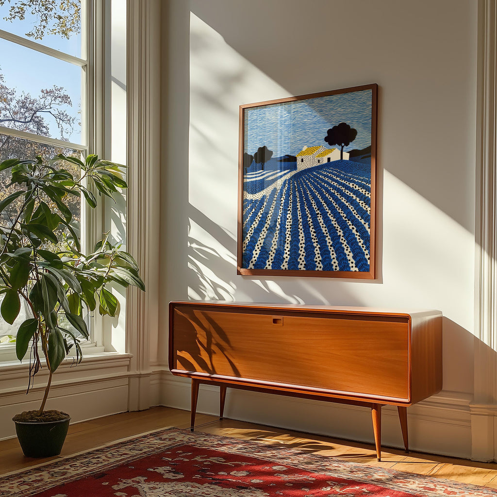 Provence Lavender Farm Wall Art, French Landscape Field Modern Print, France Poster Travel Gift